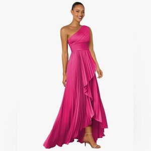 Elegant Pink One-Shoulder Dress by Dessiny